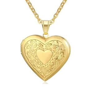 Gold Plated Heart Locket Necklace Women's Valentine's Christmas Birthday Gift